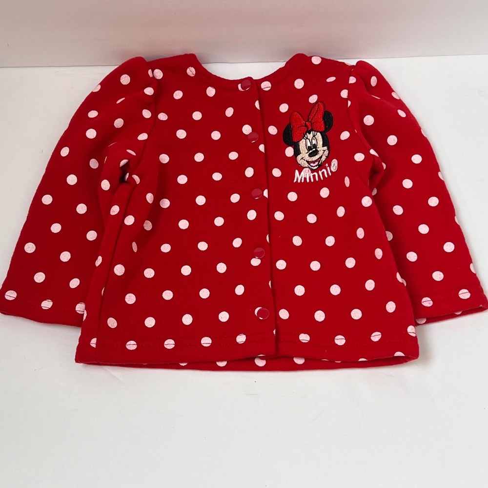 Disney Baby Minnie Mouse Red White Polka Dots Snap Jacket Shirt 0-3 months